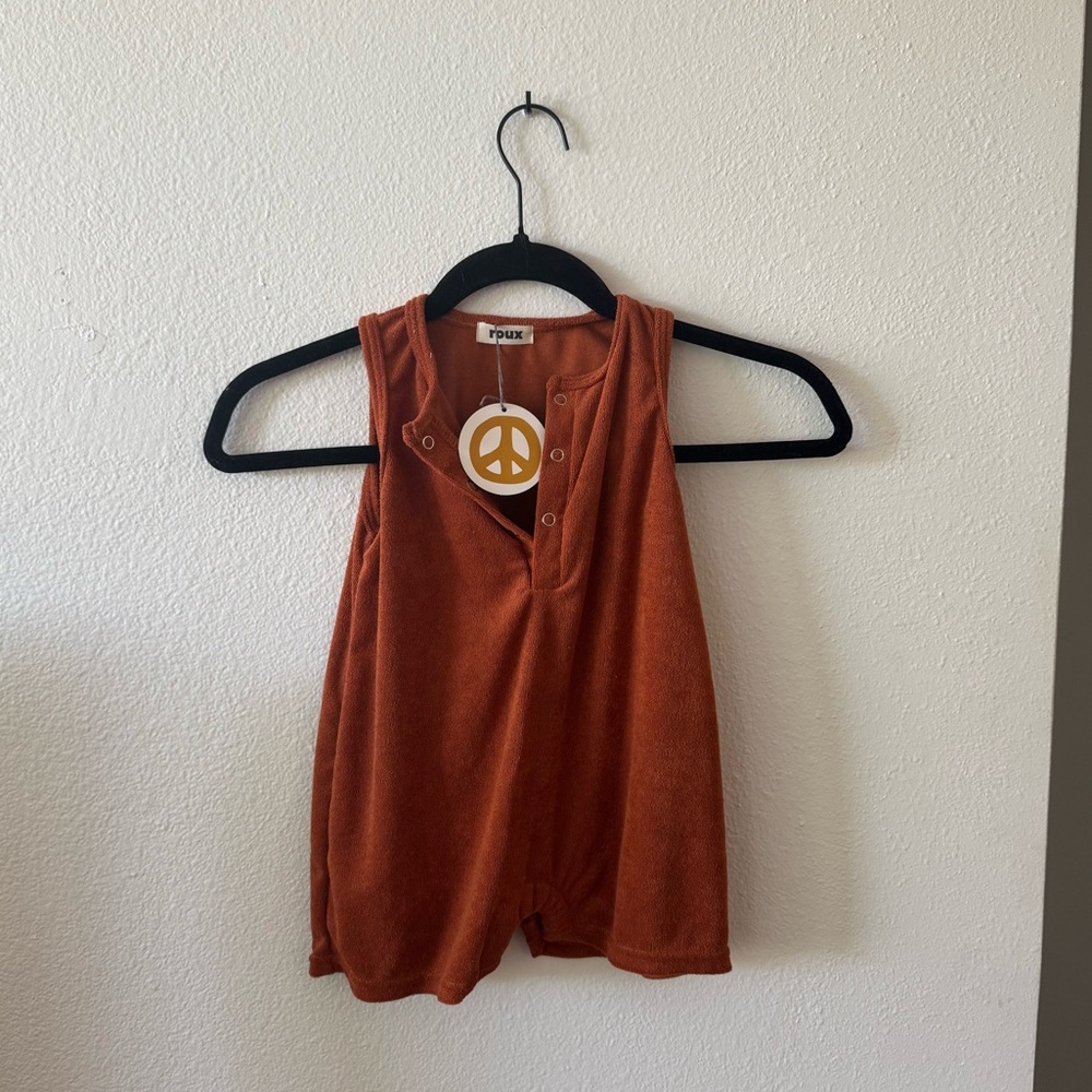 NWT Roux Terrycloth Play Romper in Burnt Orange